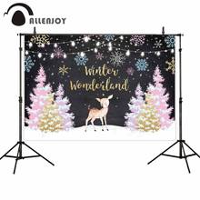 Allenjoy winter wonderland photophone christmas tree deer lights glitter princess birthday communion photo background backdrop 2024 - buy cheap