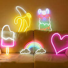 Luminária led neon com carregamento usb, sinal de luz neon para decoração de parede, arco-íris, bar, festa, quarto, luminárias suspensas 2024 - compre barato