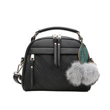 2019 New Fashion PU Leather Handbag for Women Girl Messenger Bags Fur Ball Toy Bolsa Female Shoulder Bags Ladies Party Handbags 2024 - buy cheap