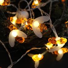 LED Lovely Bee Garland Lights String Outdoor Garden Lawn Fairy Holiday Lights Battery Power Is Wedding Party New Year Decoration 2024 - buy cheap