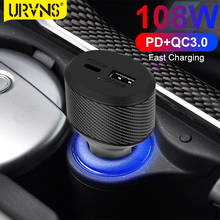 URVNS-cargador de coche de 2 puertos, 108W, USB C PD 90W/65W/45W/20W QC3.0 18W, carga rápida para Macbook iPhone12 Xiaomi HP XPS, adaptador de ordenador portátil 2024 - compra barato