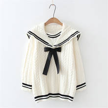 Vintage Sailor Collar Women Knitted Sweater Winter Harajuku Kawaii Cashmere Warm Cozy Pullover Female Wool Long Sleeve Jumper 2024 - buy cheap