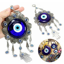 Wall Hanging Turkish Blue Evil Eye Flower Hamsa Hand Amulet Decor Protection 2024 - buy cheap