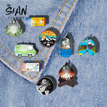 SIAN Field Adventure Brooches Acrylic Enamel Hike Travel Pins Explorer tickets Lapel Pin For Friends Cute Jewelry Cartoon Badge 2024 - buy cheap