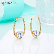 MAIKALE New Fashion Creative Dangle semicircle Gold Earrings Hanging Cubic Zirconia Drop Earrings for Women Jewelry Brincos 2024 - buy cheap