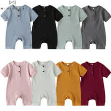 2022 Summer New Clothing Casual Baby Boys Girls Short Sleeve Solid Soft Organic Cotton Jumpsuits Toddler Infant Rompers Outfits 2024 - buy cheap