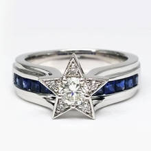 2019 novo design brilhante azul branco cores estrela anel de noivado anel de casamento para charme feminino meninas melhor presente jóias anillos mujer 2024 - compre barato