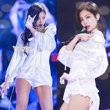 Camiseta de manga larga de kpop Seo Yea Ji IU Lee Ji Eun para mujer, ropa de actuaciones escenario con cordones, pantalones cortos sexys, conjunto de dos piezas 2024 - compra barato