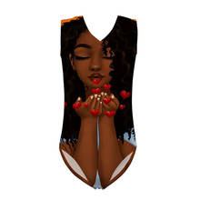Hycool formato de coração africano preto menina padrão uma peça roupa de banho verão crianças bebês meninas praia traje de banho 2024 - compre barato