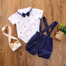 Summer Newborn Baby Boy Gentleman Outfit Set New born Baby Boys Clothes 0-1 Years Old 1st Birthday Top And Suspender Shorts Sets 2024 - buy cheap