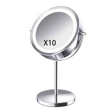 Косметическое зеркало для макияжа с 10X 5X светодиодными лампами, портативное косметическое увеличение для рук, зеркала с подсветкой, VIP дропшиппинг 2024 - купить недорого