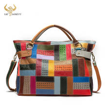 Multi-Colorful Original Leather Luxury Ladies Patchwork Large Handbag Over The Shoulder bag Fashion Design Female Tote bag 355 2024 - buy cheap