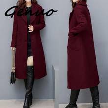 2020 Vintage Women Woolen Coat Winter Over-knee Lapel Thick Long Overcoat Slim Warm Jacket Parka Women's Outwear Plus Size 4XL 2024 - buy cheap