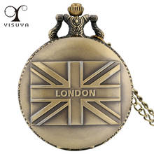 United Kingdom London Bronze Full Hunter Quartz Pocket Watch Necklace Watch Men Women Souvenir Clock Pendant Gifts Retro Watches 2024 - buy cheap