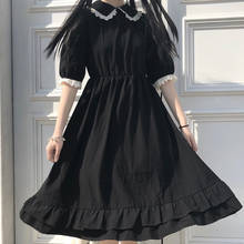 Vestido de estudiante de estilo japonés Kawaii para mujer, ropa de manga corta con volantes de encaje, color negro, 2021 2024 - compra barato