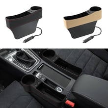 Car Organizer AutoCrevice Pocket with Dual USB Charger Car Accessories Phone Bottle Cup Holder Seat Gap Slit Leather Storage Box 2024 - buy cheap