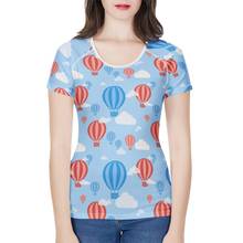 Женская разноцветная Футболка с принтом «воздушный шар», летняя футболка с коротким рукавом, размеры L/XL 2024 - купить недорого
