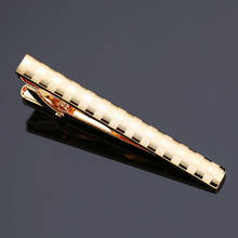 Clip de corbata a cuadros dorados de acero inoxidable de alta calidad, clip de corbata de metal láser, pin de insignia de camisa de boda para hombres, regalo 2024 - compra barato