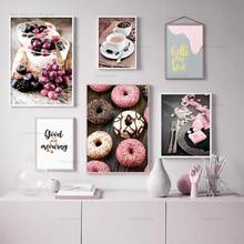 Chocolate Ring Coffee Blueberry Grape Wall Art Canvas Painting Nordic Posters & Prints Wall Pictures for Cake Dessert Shop Decor 2024 - buy cheap