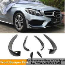 Для Mercedes-Benz C Class W205 C205 Sport C43 AMG Sedan Coupe Convertible 2015-2018 углеродное волокно передний бампер отделка вентиляционное отверстие 2024 - купить недорого
