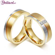 True Love Wedding Couple Rings For Women & Men Fashion Titanium Steel Gold-color Engagement Jewelry Crystal Anillos Female Gift 2024 - buy cheap