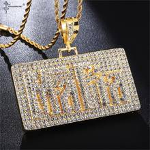 Hip Hop Gold Color Square Bling Full Rhinestoned Ice Out Rope Chain Pendants & Necklaces For Men Rapper Jewelry Pingente Fashion 2024 - buy cheap