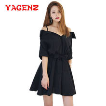 Yagenz vestido feminino plus size, vestido de verão da moda, com laço e pescoço em v, mini vestidos lindos para meninas, 699 2024 - compre barato