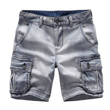 Мужские Винтажные джинсовые шорты-карго MORUANCLE, с карманами, потертые прямые джинсовые шорты для мужчин, повседневные тактические джинсовые шорты 2024 - купить недорого