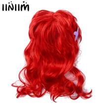 Kids Girls Princess Dress up Red Wigs Hair with Starfish Hair Clip Headwear Halloween Anime Cosplay Costume Mermaid Accessories 2024 - buy cheap