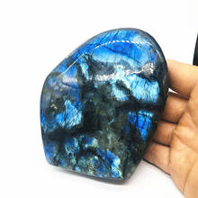 Ornamento de pedras preciosas bruto de cristal azul natural, polido quartzo labradorite artesanato decoração de pedra de cura 2024 - compre barato