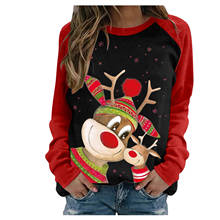 Женская Повседневная рубашка реглан с рождественским принтом, рубашки с длинным рукавом, топы, женская рубашка с длинным рукавом 2024 - купить недорого