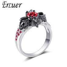 Erluer anéis para mulheres, meninas, cristal, zircônia, caveira, joias femininas, morcego, anel preto, joias, acessórios de casamento 2024 - compre barato