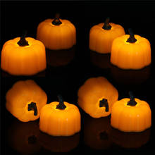 Pack of 3 Warm White Flicker Plastic Pumpkin LED Fake Candles For Halloween Christmas, Holiday Deocaration,Flameless New Candles 2024 - buy cheap