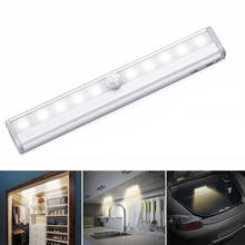 Luz de led para armários com sensor de movimento, lâmpada de 6/10 leds, 98/190mm para guarda-roupas, corredores, cozinha, luz noturna 2024 - compre barato