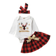 3Pcs/Set  Christmas Newborn Baby Girls Outfits Tops Romper+Tutu Skirt Clothes 2024 - buy cheap