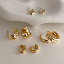 Модные золотые металлические серьги-гвоздики UILZ для женщин, круглые массивные серьги в стиле стимпанк, геометрические украшения 2024 - купить недорого