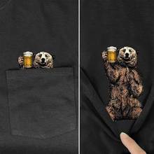 Drink Bear In Pocket T Shirt Dog Lovers Black Cotton Cartoon t shirt men for women summer fashion tshirt tops size XS-7XL 2024 - buy cheap