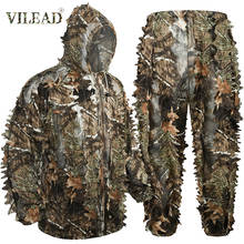 Vilead conjunto de ghillie com camuflagem de árvore 3d, roupas de camuflagem biônica para sniper observação de passarinhos, airsoft camuflado para caça, poncho com manto 2024 - compre barato