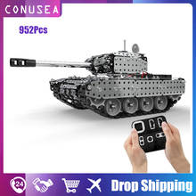 Carro de controle remoto, 952 peças, modelo de tanque rc de aço inoxidável 1/16, carro militar, caminhão, veículos diy, kit de blocos de construção de brinquedo para meninos 2024 - compre barato