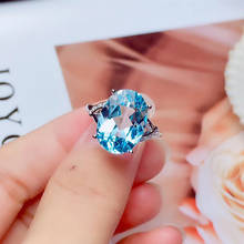 Leechee real 925 anel de prata esterlina 10*14mm natural pedra preciosa jóias finas para presente aniversário feminino céu azul topázio anel 2024 - compre barato