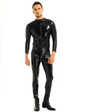 Men Black Sexy PVC Latex Jumpsuit Fetish Open Crotch Zipper Catsuit Faux Leather Bodysuit Play Clothes Game Uniforms 2024 - buy cheap
