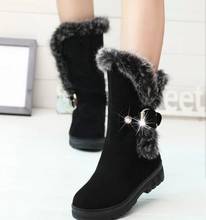 new Mid-calf winter women boots with fur warm women platform shoes casual ladies snow boots bota feminin Comfortable heel 4 cm 2024 - buy cheap