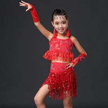 Latin Competition Dress for Girls Ballroom Dance Children Top Sequin Fringe Diamond Tassel Dress Kids Latin Samba Chacha Tango 2024 - buy cheap