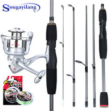 Sougayilang 5 Section Fishing Rod Reel Combo Portable 1.66m Fishing Rod and 5.1: 1 Spinning Aluminum Spool Fishing Reel Set 2024 - buy cheap