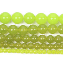 Pedra natural azeitonas verde calcedônia charme redondo grânulos soltos para fazer jóias needlework pulseira diy escolha tamanho strand 4-12mm 2024 - compre barato