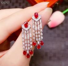 100% Natural and Real Ruby Earring gemstone Jewelry 925 sterling silver for women Earring Wedding Ring 2024 - buy cheap