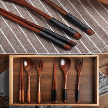 1 Pcs Wooden Tableware Fork Spoon Chopsticks 3-Piece Set Solid Wood Long Handle Spoon Chopsticks Kitchen Portable Tableware 2024 - buy cheap