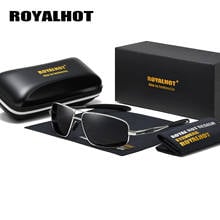 RoyalHot-gafas de sol polarizadas de aleación para hombre y mujer, lentes de sol masculinas de Marco rectangular, gafas de sol de conducción, 900138 2024 - compra barato