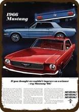 Sinal de metal personalizado 1966 ford mustang 289 gt cobra tamanhos e 200 v-6 car vintage, réplica de sinal de metal 2024 - compre barato