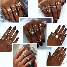 Stunning Fashion Trendy Glass Rhinestone Gems Star Moon Droplet Rings For Women Jewelry Leaf Big V ring Accessories Hot Sale 2024 - buy cheap